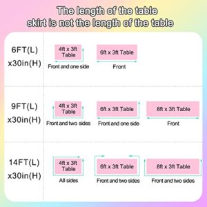 6ft Rainbow Unicorn Tutu Table Skirt for Rectangle Round Tables Chiffon Table Cloth for Unicorn Birthday Party Decorations Baby Shower Parties Ruffle Table Skirting