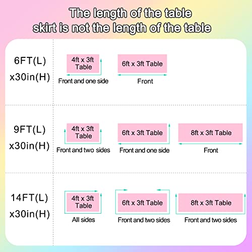 6ft Rainbow Unicorn Tutu Table Skirt for Rectangle Round Tables Chiffon Table Cloth for Unicorn Birthday Party Decorations Baby Shower Parties Ruffle Table Skirting