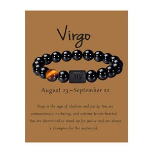 vlinras zodiac virgo bracelet for men women virgo gifts natural black onyx stone zodiac charm bracelet constellation horoscope jewelry
