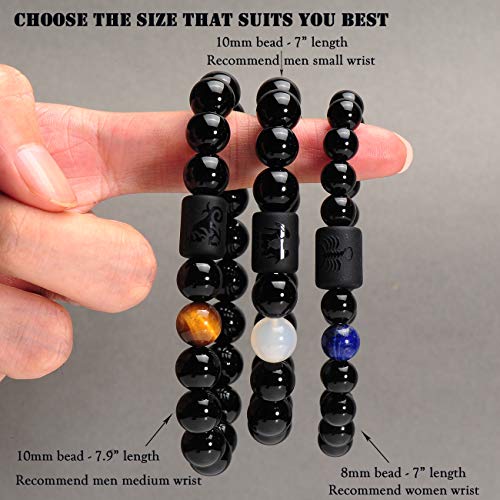 VLINRAS Zodiac Virgo Bracelet for Men Women Virgo Gifts Natural Black Onyx Stone Zodiac Charm Bracelet Constellation Horoscope Jewelry