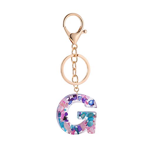 Lenlorry Letter G Keychain Accessories Cute Crystals Keyring Initial Key Ring for Women