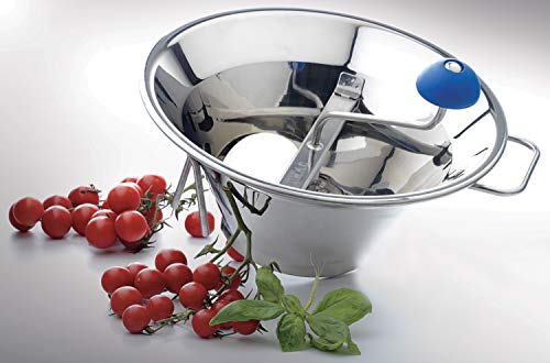 BelleVie Stainless Steel 5 Qts. (3 Lbs. per minute) Food Mill with 3 Cutting Plates"