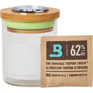 stashlogix bamboo smartjar dispensary packaging - airtight odor proof container with humidity sensor (small)