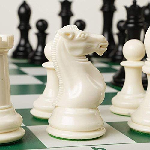 Portable Tournament International Chess Set - 90% Plastic Filled Chess Pieces and Green Roll-up Chess Board Game Play Anytime Anywhere (Color : 35x35cm King 64mm)