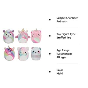 Squishville by Squishmallow Mini Plush Rainbow Dream Squad, Six 2” Rainbow Animals, Irresistibly Soft Colorful Plush, Mini Cat, Llama, and Panda Squishmallows