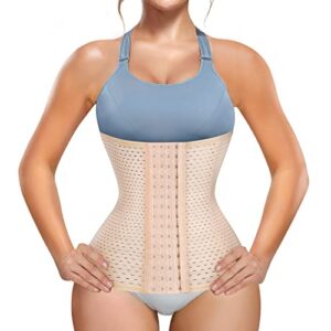 LODAY Waist Trainer for Women Weight Loss Sport Workout Body Shaper Girdle Tummy Cincher Underbust Corset (Beige, X-Large)