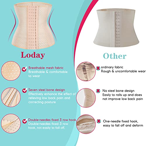 LODAY Waist Trainer for Women Weight Loss Sport Workout Body Shaper Girdle Tummy Cincher Underbust Corset (Beige, X-Large)