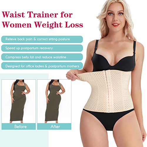 LODAY Waist Trainer for Women Weight Loss Sport Workout Body Shaper Girdle Tummy Cincher Underbust Corset (Beige, X-Large)