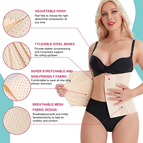 LODAY Waist Trainer for Women Weight Loss Sport Workout Body Shaper Girdle Tummy Cincher Underbust Corset (Beige, X-Large)