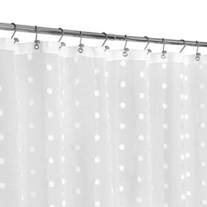 Barossa Design Pure White Sheer Shower Curtain -Soft Light-Weight Faux Linen Polyester & Sheerness Shower Curtain with Pom Poms for Girls Bathroom - 72x72