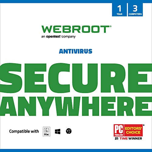 Webroot Antivirus Software 2023 | 3 Device | 1 Year Subscription for PC/Mac + Auto Renewal