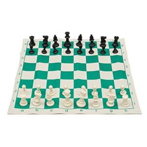 traveling portable chess traditional chessboard set for tournament club with green roll-up board with plastic bag chess game can play anytime anywhere (color : 38x8cm)