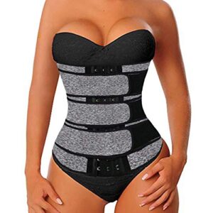 women's waist trainer corset trimmer belt slimming body shaper sports girdle waist cincher shapewear grey