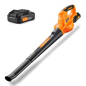 snapfresh leaf blower -20v cordless leaf blower with battery & charger, electric leaf blower for yard cleaning, lightweight leaf blower battery powered for snow blowing (battery & charger included)