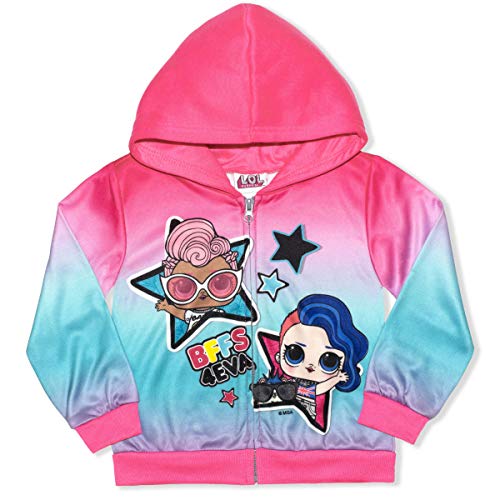 L.O.L. Surprise! Girls’ Lil Cheeky Babe and Lil D.J Zip Up Hoodie for Little and Big Kids – Pink/Blue