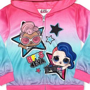 L.O.L. Surprise! Girls’ Lil Cheeky Babe and Lil D.J Zip Up Hoodie for Little and Big Kids – Pink/Blue