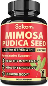 natural mimosa pudica seed capsules - 7 herbs - equivalent to 3875mg with oregano, garlic, neem leaf, black walnut powder, clove powder, guduchi powder - 1 pack 60 capsules for 2 months