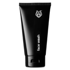 black wolf men’s charcoal powder face wash- 5 fl oz- facial cleanser removes unwanted impurities from your skin and soothes irritation- subtle blue sage and citrus scent - cruelty and paraben-free