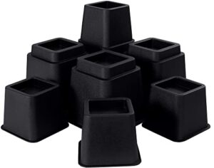 oakias bed risers black – set of 4 – adjustable furniture risers from 3, 5 up to 8 inches – heavy duty (supports up to 1300 lbs.)
