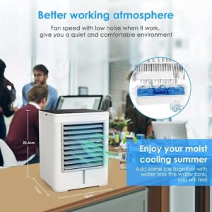 Personal Air Cooler, Portable Evaporative Conditioner with 3 Wind Speeds Touch Screen Small Desktop Cooling Fan, Mini Air Conditioner Fan for Home, Bedroom Room, Office, Dorm, Camping Tent