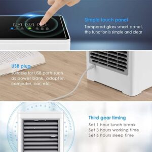 Personal Air Cooler, Portable Evaporative Conditioner with 3 Wind Speeds Touch Screen Small Desktop Cooling Fan, Mini Air Conditioner Fan for Home, Bedroom Room, Office, Dorm, Camping Tent