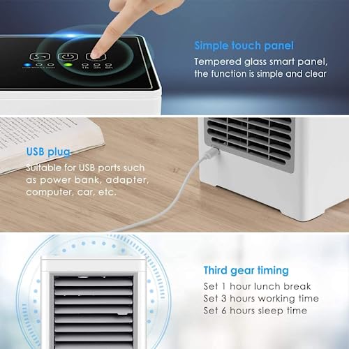 Personal Air Cooler, Portable Evaporative Conditioner with 3 Wind Speeds Touch Screen Small Desktop Cooling Fan, Mini Air Conditioner Fan for Home, Bedroom Room, Office, Dorm, Camping Tent