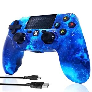 wireless controller for ps4, royalblue style high performance double shock gaming controller compatible with playstation 4 /pro/slim/pc with sensitive touch pad,mini led indicator,audio function