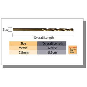 STROTON Metric M42 8% Cobalt Drill Bits Independent Packaging of Each Specification for Stainless Steel and Hard Metal (2.5mmx5pcs)