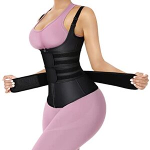 FeelinGirl Waist Trainer for Women Plus Size Workout Waist Training Vest with Straps Adjustable Gym Corset Waist Trimmer