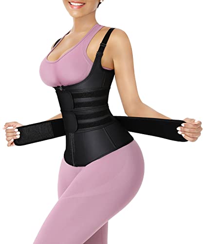 FeelinGirl Waist Trainer for Women Plus Size Workout Waist Training Vest with Straps Adjustable Gym Corset Waist Trimmer