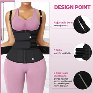 FeelinGirl Waist Trainer for Women Plus Size Workout Waist Training Vest with Straps Adjustable Gym Corset Waist Trimmer