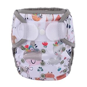 baby cloth diaper cover nappy hook and loop double gusset (hedgehog deers) 1 count (pack of 1)