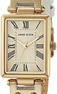 Anne Klein Women's Japanese Quartz Dress Watch with Leather Strap, White, 12 (Model: AK/3752CRWT)