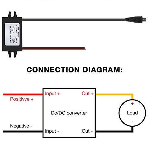 DC-DC Buck Converter Module 12V to 5V Micro USB Power Adapter Compatible with Ring Alarm Keypad (2 Pieces)