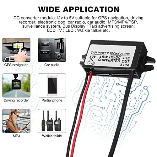 DC-DC Buck Converter Module 12V to 5V Micro USB Power Adapter Compatible with Ring Alarm Keypad (2 Pieces)