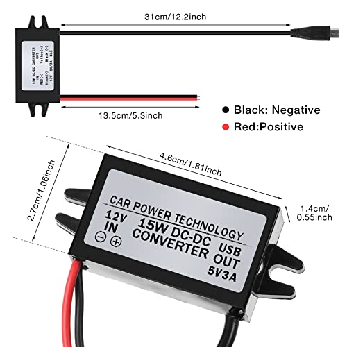 DC-DC Buck Converter Module 12V to 5V Micro USB Power Adapter Compatible with Ring Alarm Keypad (2 Pieces)