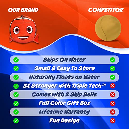 Activ Life The Ultimate Skip Ball: Summer Fun Guaranteed Water Bouncing Ball, A Must-Have Beach, Lake, and Pool Companion for All Ages, Create Memories with Friends & Family, 2pack, Clown Fish