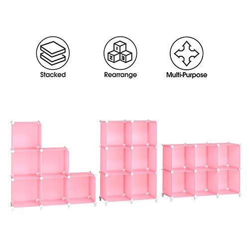 HOMIDEC 6-Cube Storage Shelf, Storage Bookcase Bookshelf with Metal Hammer, Storage Cubes Organizer Cabinet for Kids, Closet, Bedroom, Bathroom, (11.8x11.8x11.8 inch), Light Pink