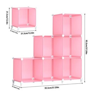 HOMIDEC 6-Cube Storage Shelf, Storage Bookcase Bookshelf with Metal Hammer, Storage Cubes Organizer Cabinet for Kids, Closet, Bedroom, Bathroom, (11.8x11.8x11.8 inch), Light Pink