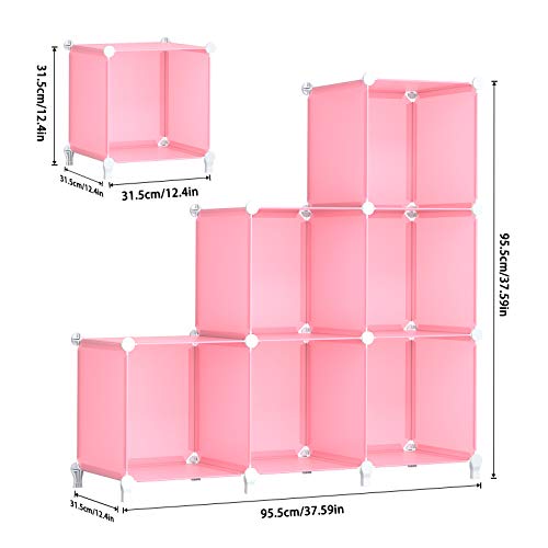 HOMIDEC 6-Cube Storage Shelf, Storage Bookcase Bookshelf with Metal Hammer, Storage Cubes Organizer Cabinet for Kids, Closet, Bedroom, Bathroom, (11.8x11.8x11.8 inch), Light Pink