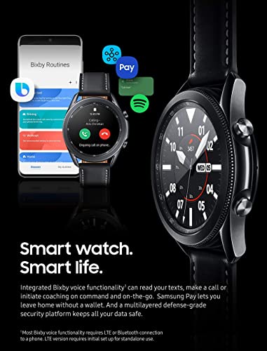 Samsung - Galaxy Watch3 Smartwatch 45mm Stainless - Mystic Blk -SM-R845UZKAXAR- (Renewed)