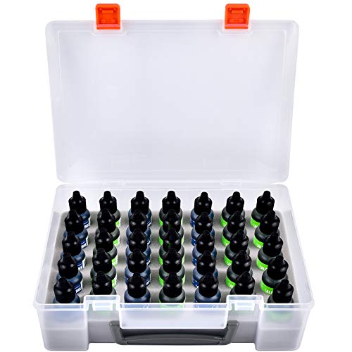 Alcohol Ink Storage Organizer Carrying Case, Holds 35pcs 0.35oz, 0.5oz Bottles of Alcohol Ink Set/for Stickles Glitter Glue/for Glossy Accents/for Reinkers, Paint Travel Box Container (Case Only)