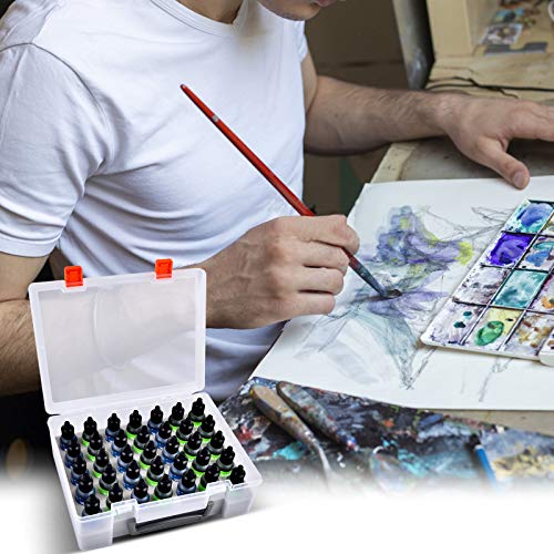 Alcohol Ink Storage Organizer Carrying Case, Holds 35pcs 0.35oz, 0.5oz Bottles of Alcohol Ink Set/for Stickles Glitter Glue/for Glossy Accents/for Reinkers, Paint Travel Box Container (Case Only)