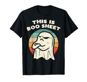 this is boo sheet ghost retro halloween costume men women t-shirt
