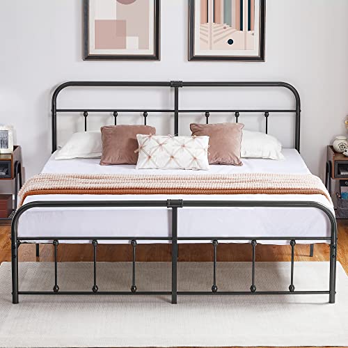 VECELO Metal Platform Bed Frame Mattress Foundation with Headboard & Footboard，No Box Spring Needed，King Size