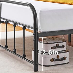 VECELO Metal Platform Bed Frame Mattress Foundation with Headboard & Footboard，No Box Spring Needed，King Size