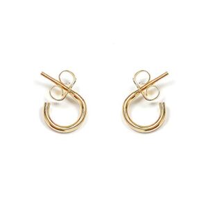 small gold hoop earrings, 14k gold filled, 7mm, 16ga, hoop earrings for women, gold hoops hypoallergenic, post huggie hoop earrings, gold hoops for men (7mm, 14k gold filled)