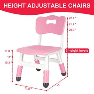 JIAOQIU Kids Chair Height Adjustable Toddler Chair Max Load 220LBS Plastic Indoor Outdoor Chair School Home Daycare Use Red