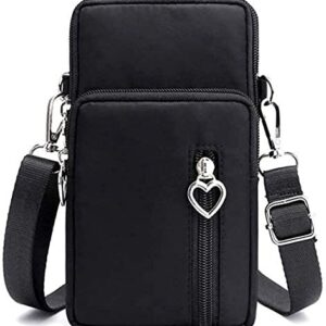 Cellphone Purse Wallet Cross Over Body Bag Shoulder Pouch Wristlet Armband for Samsung Galaxy S23 Ultra S22 S21 S20 FE A03 A33 A04 A14 A53 iPhone 14 13 12 11 Pro Max XR Google Pixel 7 6 Pro (Black)