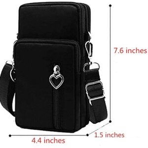 Cellphone Purse Wallet Cross Over Body Bag Shoulder Pouch Wristlet Armband for Samsung Galaxy S23 Ultra S22 S21 S20 FE A03 A33 A04 A14 A53 iPhone 14 13 12 11 Pro Max XR Google Pixel 7 6 Pro (Black)